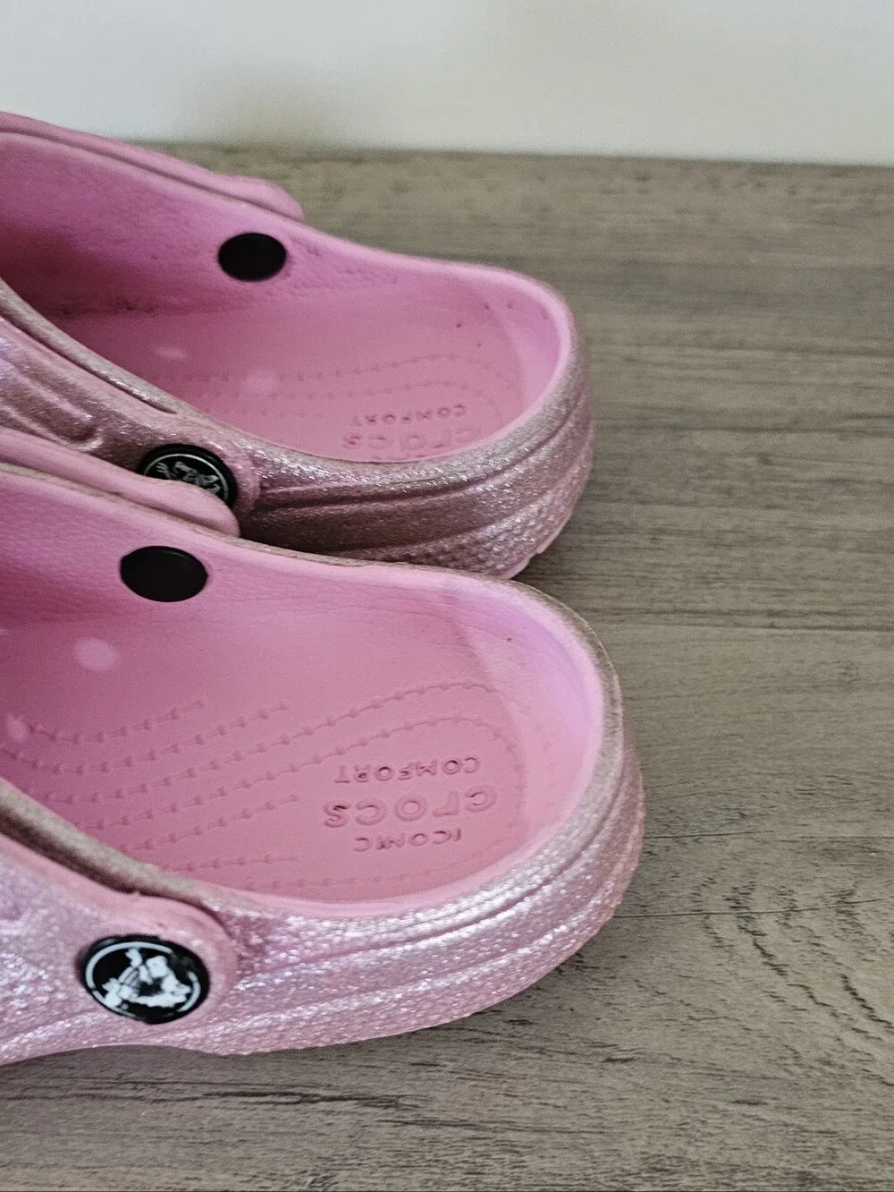 CROCS Kids Glitter Heart Charm Clog Pink Toddler Girl C 12